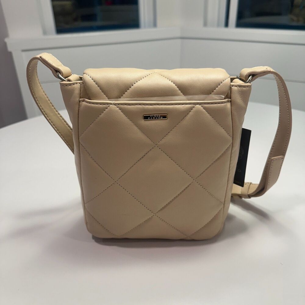 NWT Quilted Leather Crossbody Bag Cafe Beige Gold Hardware - One Size - Picture 3 of 8